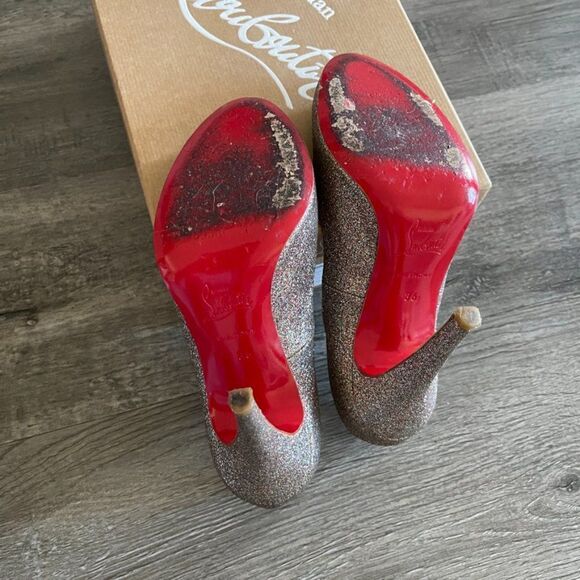 CHRISTIAN LOUBOUTIN Multicolor Glitter Mini Ron Ron 100 Size 36 - Picture 8 of 13